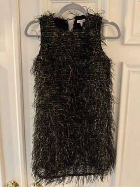 Crewcuts Black and Gold Tinsel Shift Party Dress